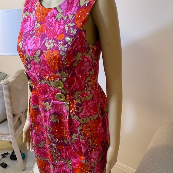 Michael Kors Floral‎ Dress W/Logo Buttons Sz 6 - Picture 6 of 13